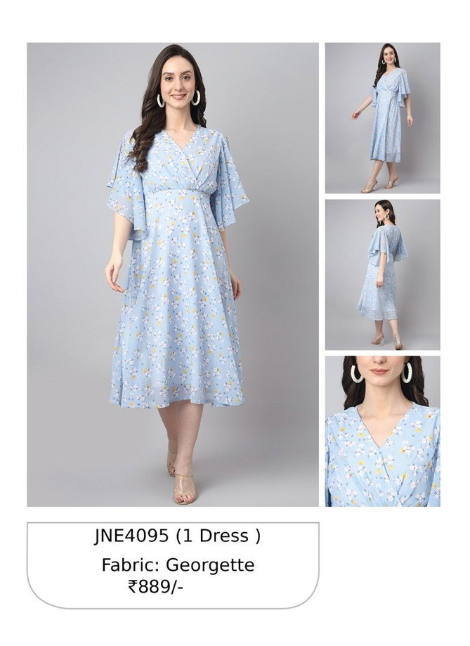 Light Blue Colour Janasya Designer Kurti Catalog 4095