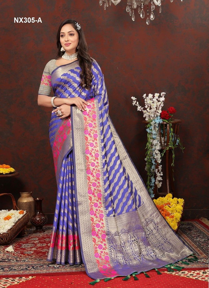 NX305-A TO NX305-F by Murti Nx Soft Lichi Silk Sarees Suppliers In India 