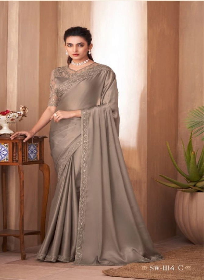 Light Brown Colour Sandalwood Hit Design 1114 Colors Party Wear Saree Catalog 1114 C