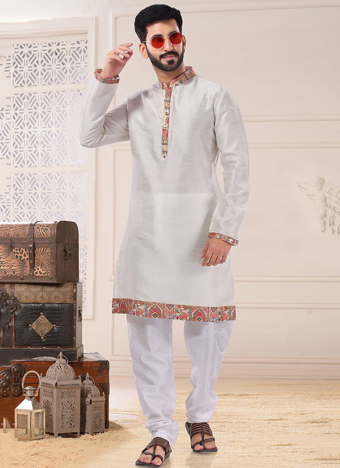 Light Cream Function Wear Mens Wholesale Kurta With Pajama Catalog 1768