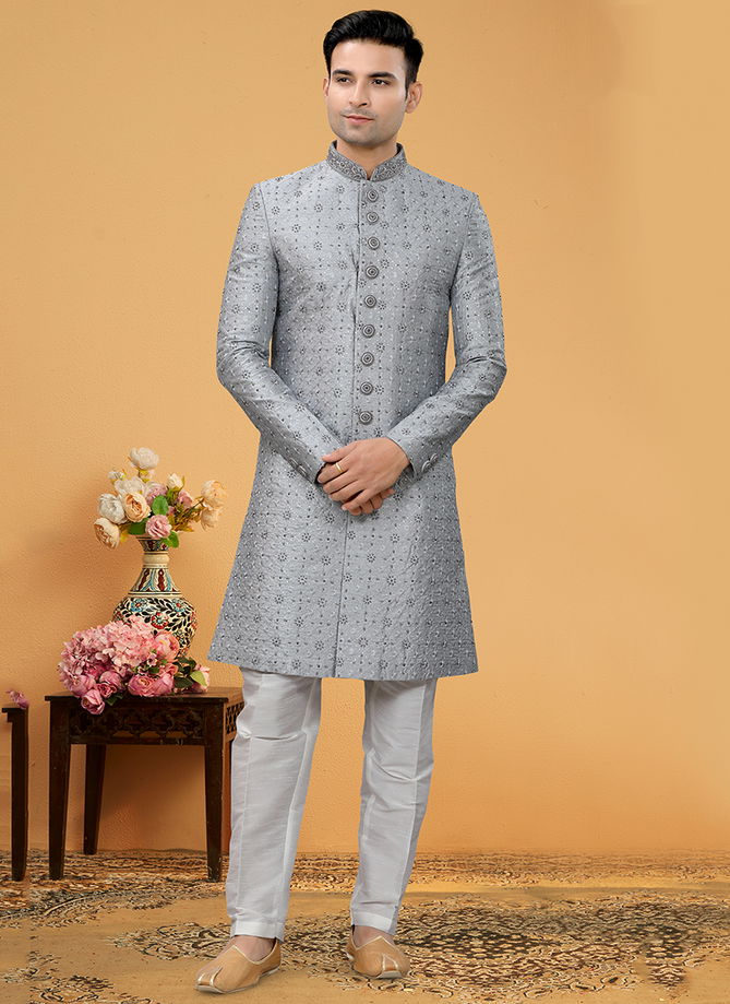 Light Gray Outluk Vol 110 Wholesale Mens Indo western Catalog 110008