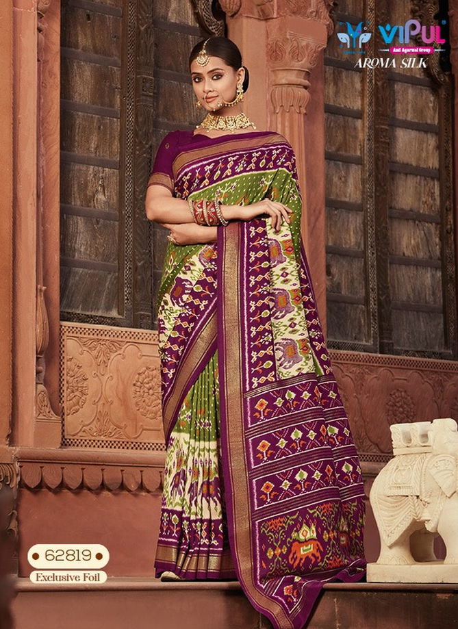 Light Green And Purple Colour Aroma Silk By Vipul Printed Saree Catalog 62819