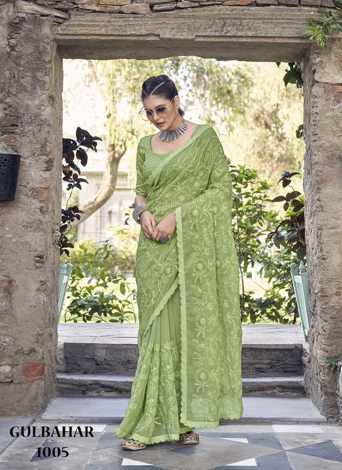 Light Green Colour Gulbahar By Fashion Lab Georgette Saree Catalog 1005