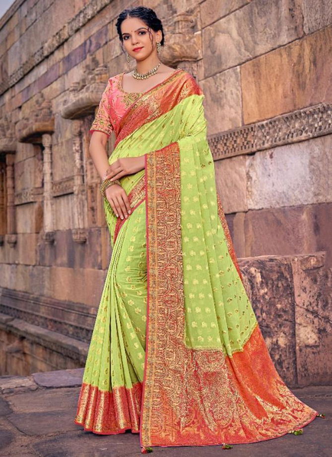 Light Green Colour Madhubani Wholesale Designer Georgette Saree Catalog 1908