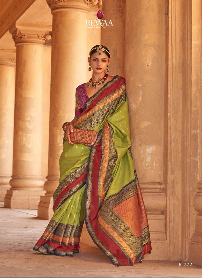 Light Green Colour Prasang By Rewaa Silk Sarees Catalog 772