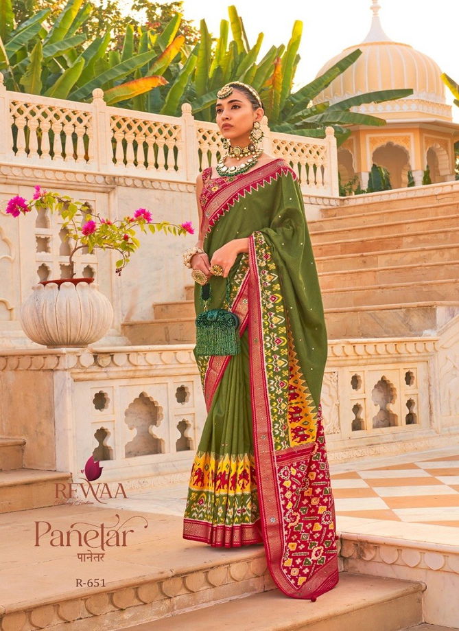 Light Green Panetar By Rewaa Silk Saree Catalog 651