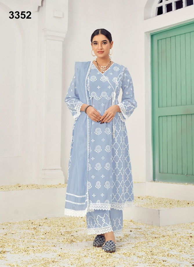 Lakhnawi By Jivora Embroidery Cotton Kurti With Bottom Dupatta