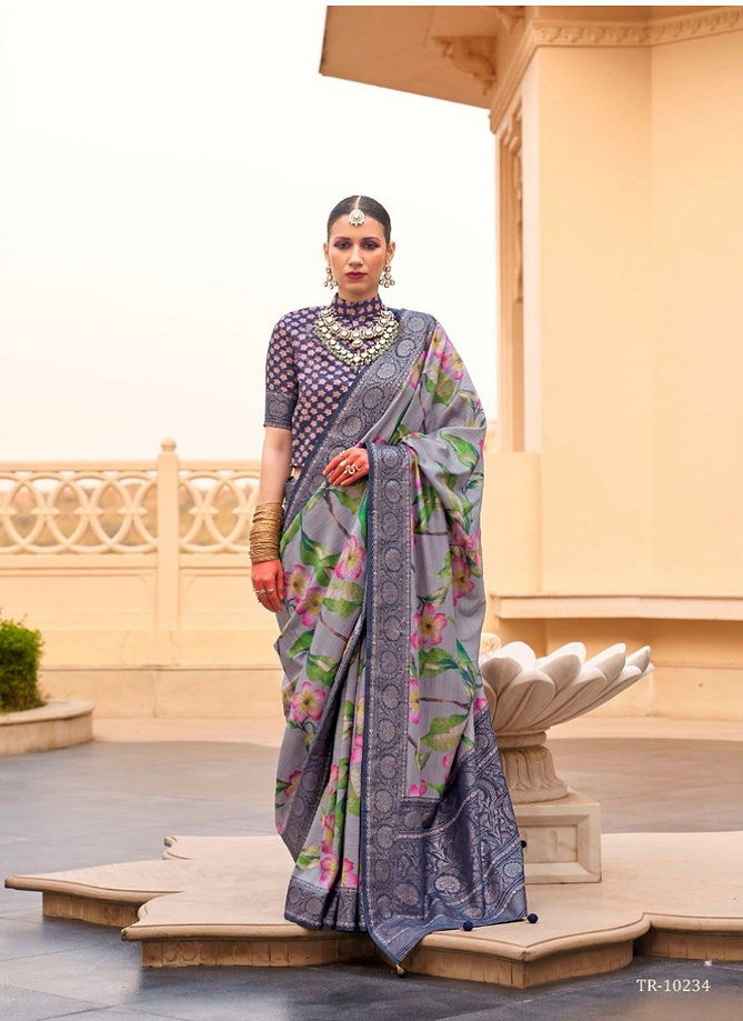 Pushpavatika By Trirath Floral P V Silk Printed Saree Wholesale Shop In Surat