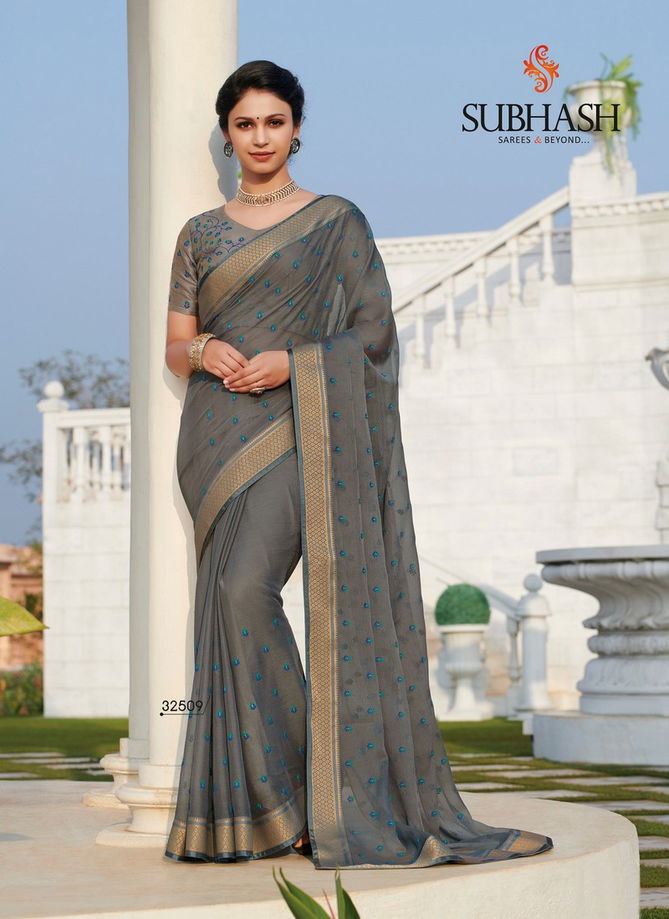 Subhash Spash vol4 Embroidery Work Designer Heavy Partwear Saree with Dupian and Brocade Blouse Good Looking Saree Collections