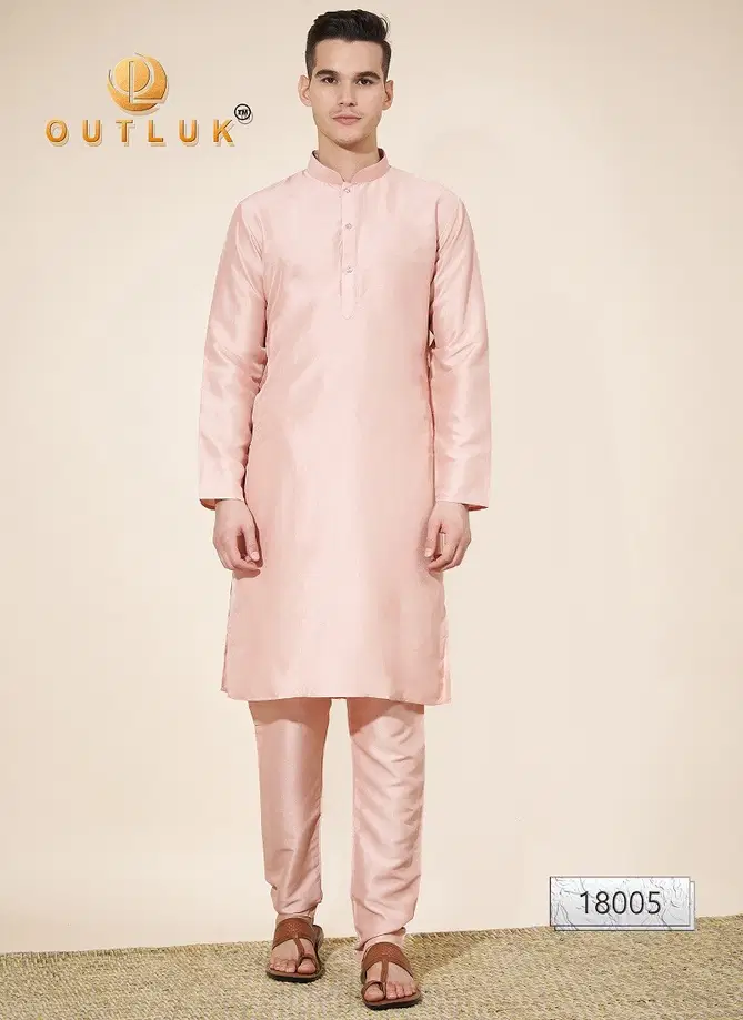 Outluk Wedding Collection Vol 18 Pure Silk Mens Kurta Pajama Suppliers In India