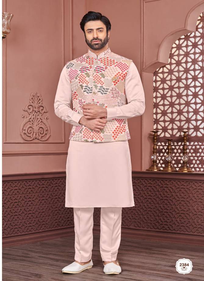 Function Wear Art Banarasi Silk Mens Modi Jacket Kurta Pajama Wholesale Market In Surat