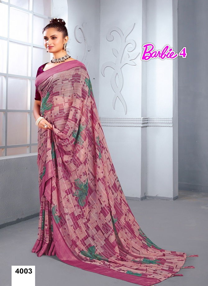 Barbie Vol 4 By Mahamani Creation Georgette Daily Wear Saree Wholesale Online