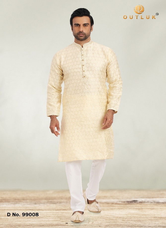 Outluk 99 Light Yellow Colour Casual Wear Wholesale Kurta With Pajama Collection 99008