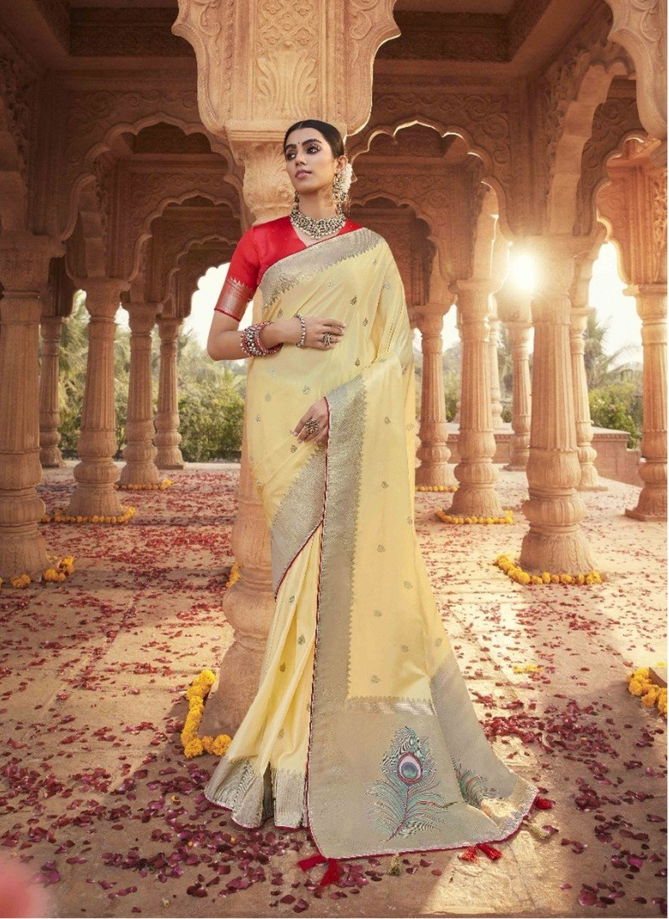 Light Yellow Colour Platinium Silk By Pankh Silk Saree Catalog 4503