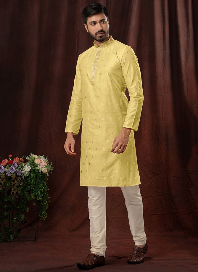 Light Yellow Colour Tropica By Styleroof Festive Wear Kurta Pajama Catalog 1557 3