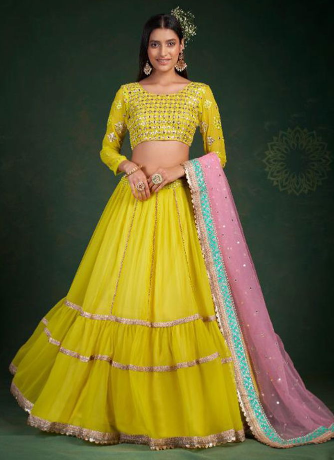 Lime Yellow Colour Royal Saga 5 Wholesale Party Wear Lehenga Choli Catalog 30003