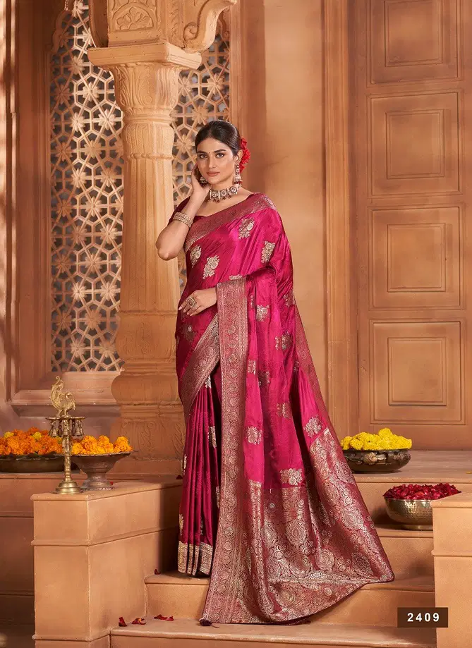 Banarasi Fusion Vol 2 By AV Satin Silk Wedding Wear Saree Exporters In India