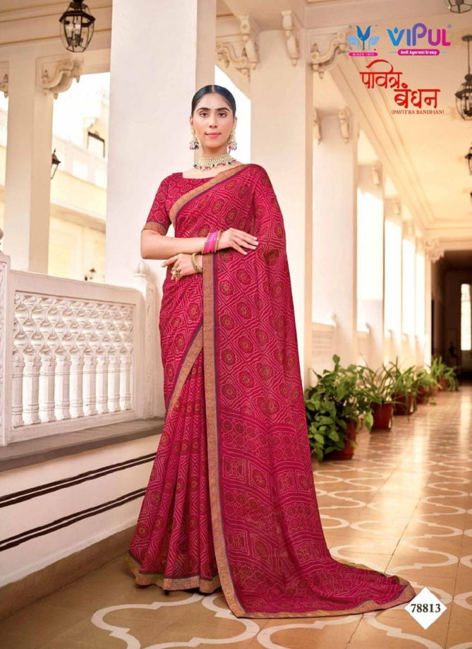 Pavitra Bandhan by Vipul Chiffon Wear Sarees Wholesale Clothing Suppliers In India