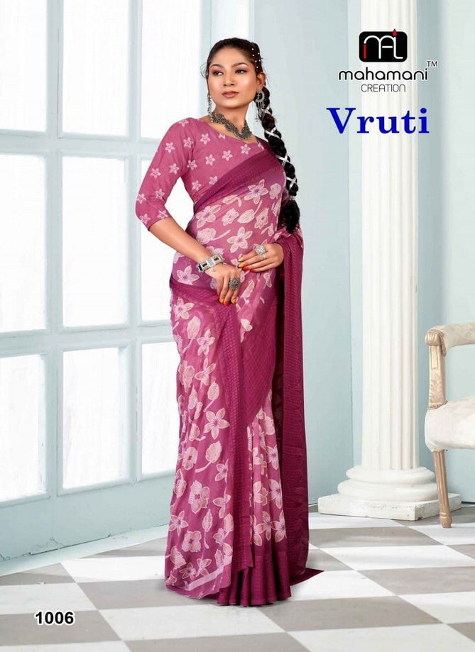 Vruti 1001 To 1006 By Mahamani Creation Foil Print Saree Wholesale Shop In Surat