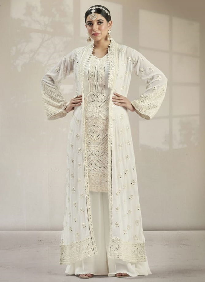 Malta White Gulzar 2001 Party Wear Wholesale Plazzo Suits Catalog 2001