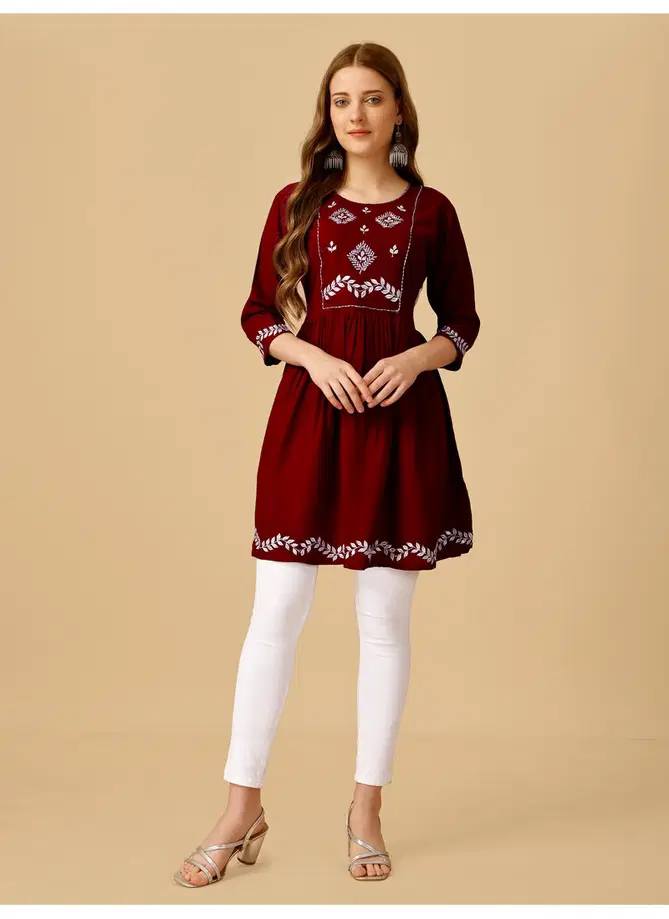 Maroon Colour Aardhna 1050 Designer Kurti Catalog 3