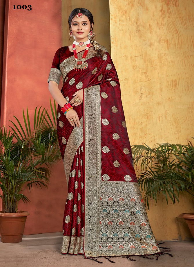 Maroon Colour Anju By Sangam Silk Saree Catalog 1003