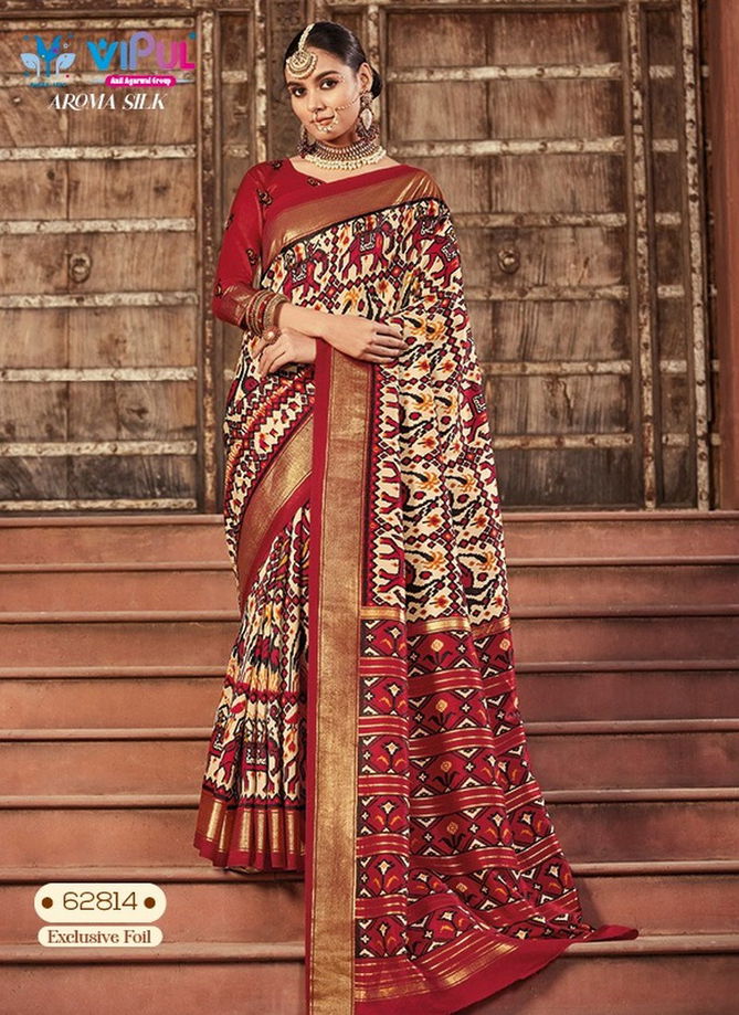 Maroon Colour Aroma Silk By Vipul Printed Saree Catalog 62814