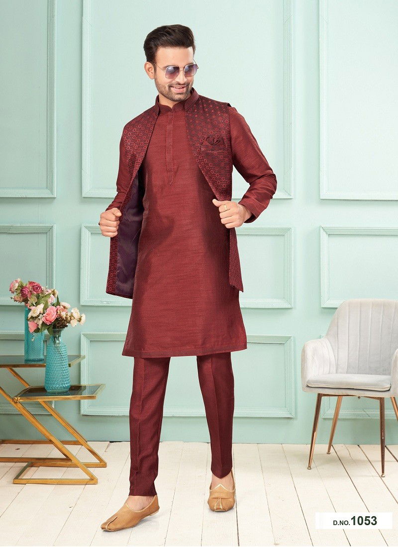 GS Fashion Wedding Wear Mens Designer Modi Jacket Kurta Pajama Wholesale Online