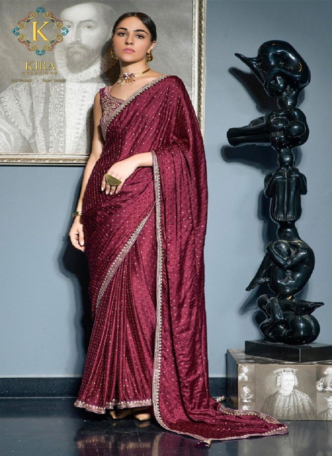 Kamyaa By Kira Wedding Wear Viscose Satin Saree Wholesale Market In Surat