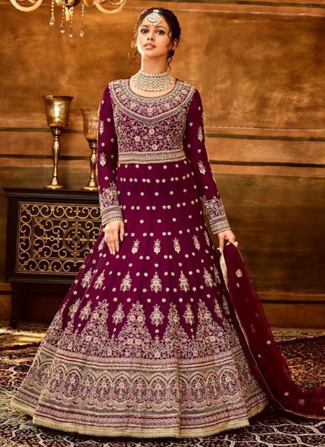 Maroon Colour Maaysha Wholesale Designer Wedding Wear Anarkali Suit Catalog 7924