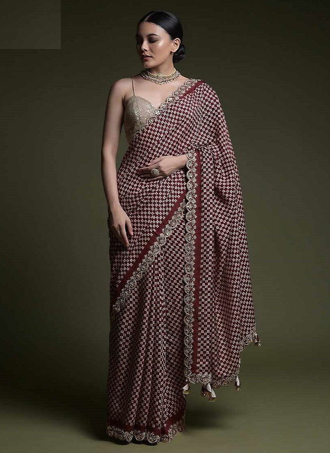 Mahi By Fashion Berry Chinon Printed Party Wear Saree Catalog