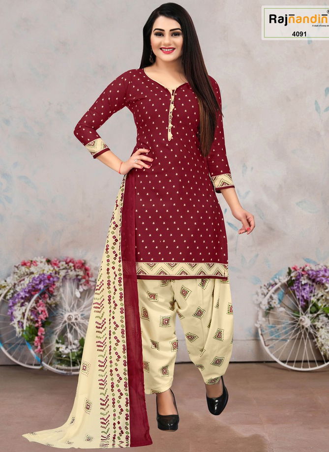 Maroon Colour Mohini Cotton Dress Material Catalog 4091