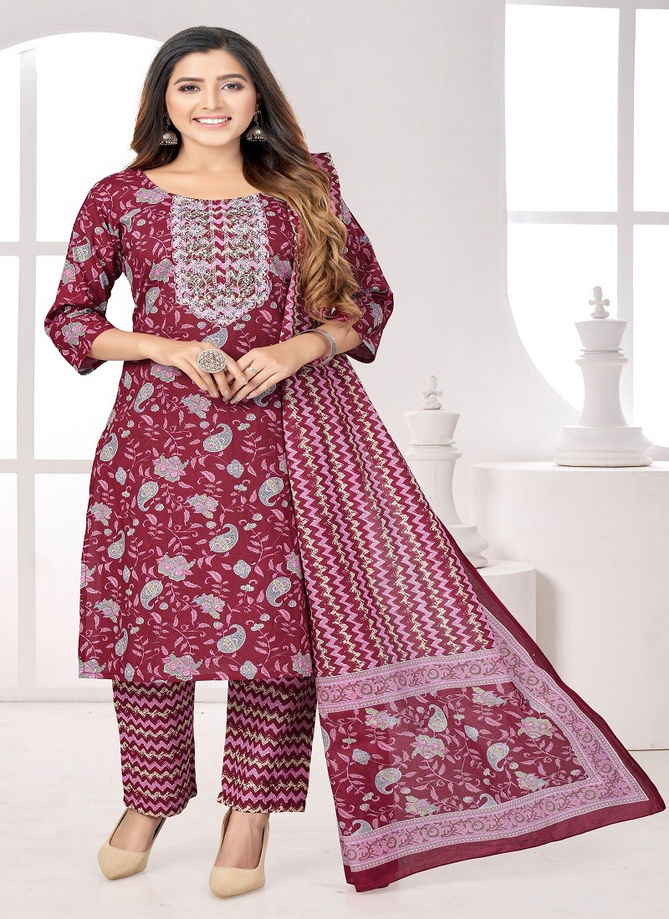 N F Churidar 042 Printed Cotton Designer Kurti Bottom With Dupatta Catalog