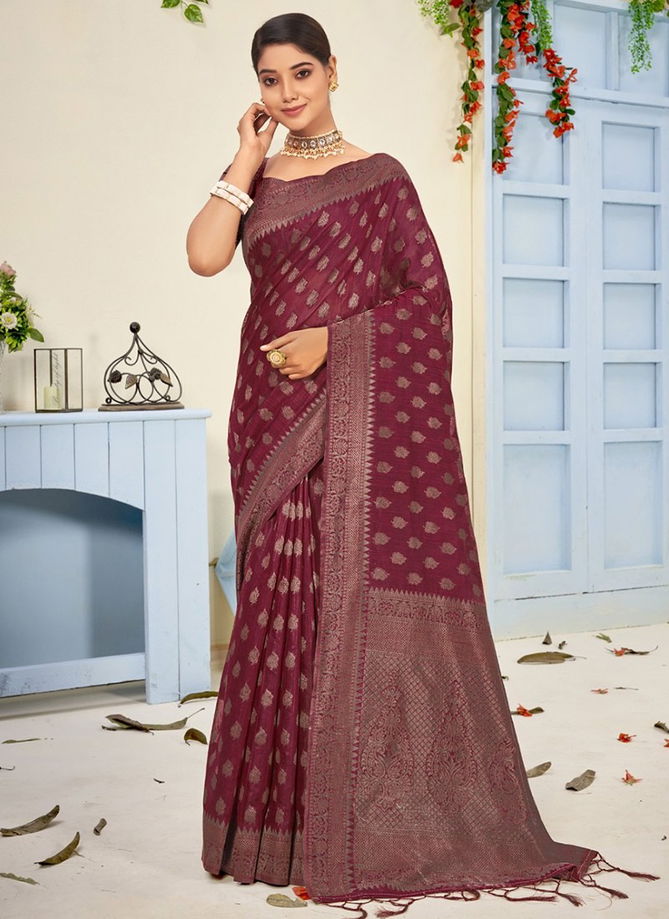 Maroon Colour Royal Exclusive Wholesale Cotton Sarees Catalog 3344