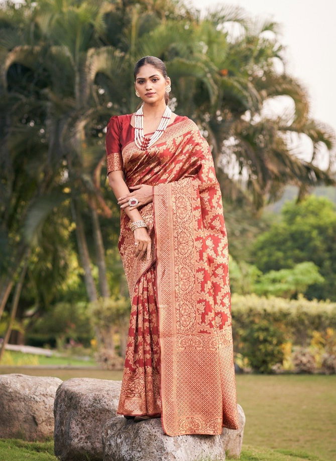 Maroon Colour Siya By The Fabrica 19001 To 19006 Silk Saree Catalog 19001