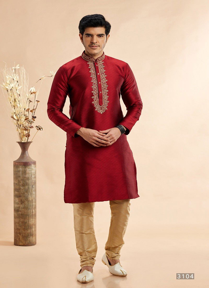 Vol 94 Function Wear Jaquard Art Silk Mens Kurta Pajama Orders In India