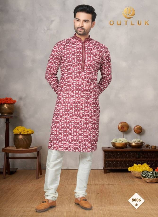 Outluk Wedding Lucknowi Vol 8 Cotton Pintex Lucknowi Kurta Pajama Wholesale Shop In Surat
