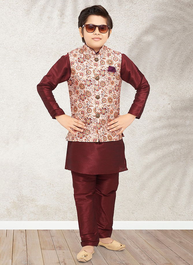 Maroon Ethnic Wear Wholesale Boys Wear Catalog 208