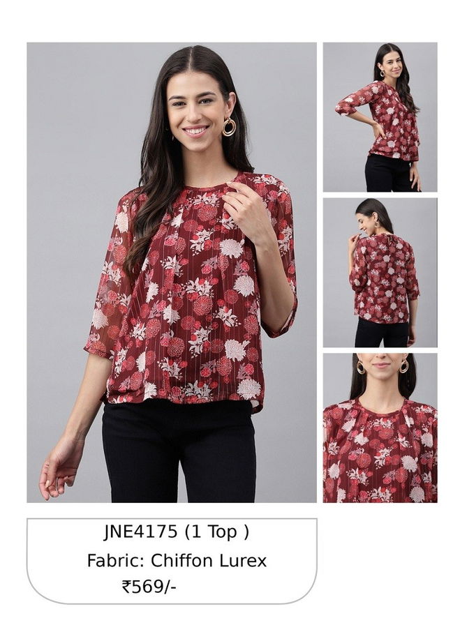 Maroon Janasya Party Wear Ladies Top Catalog 4175