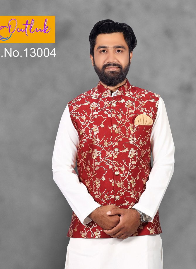 Outluk Vol 13 Eid Special New Designer Festival Wear and Party Wear Jute and Jacquard Printed Modi Jacket Collection