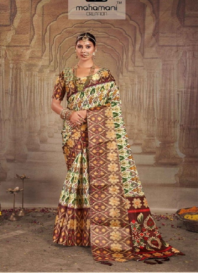 Rashmika 1001 To 1012 By Mahamani Creation Printed Heavy Tusser Gotha Silk Saree Wholesale Online