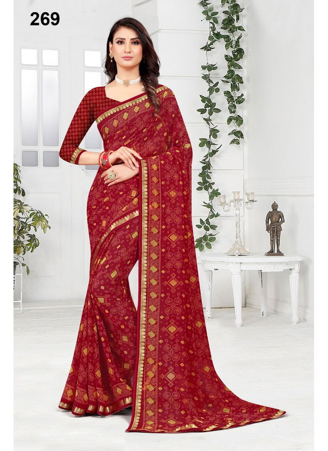 Maroon Rajkumari Vol 5 By Sarita Creation Printed Saree Catalog 269