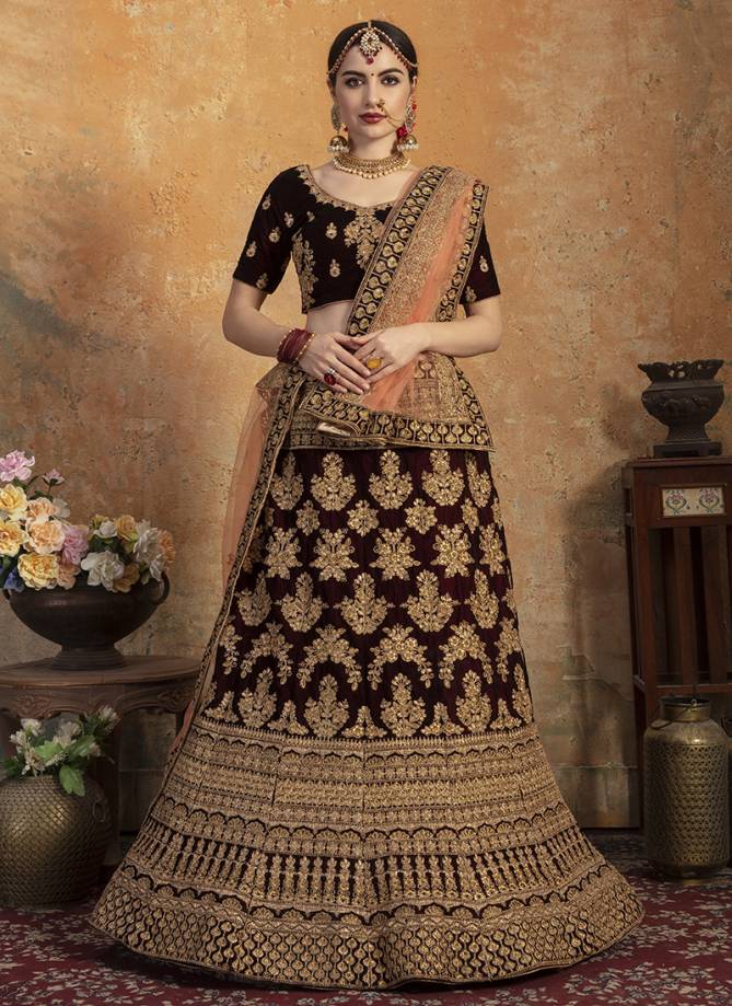 WEDDING HERITAGE VOL-1 BY PC 9001 TO 9004 SERIES DESIGNER BEAUTIFUL WEDDING COLLECTION OCCASIONAL WEAR & PARTY WEAR PURE VELVET LEHENGAS AT WHOLESALE PRICE