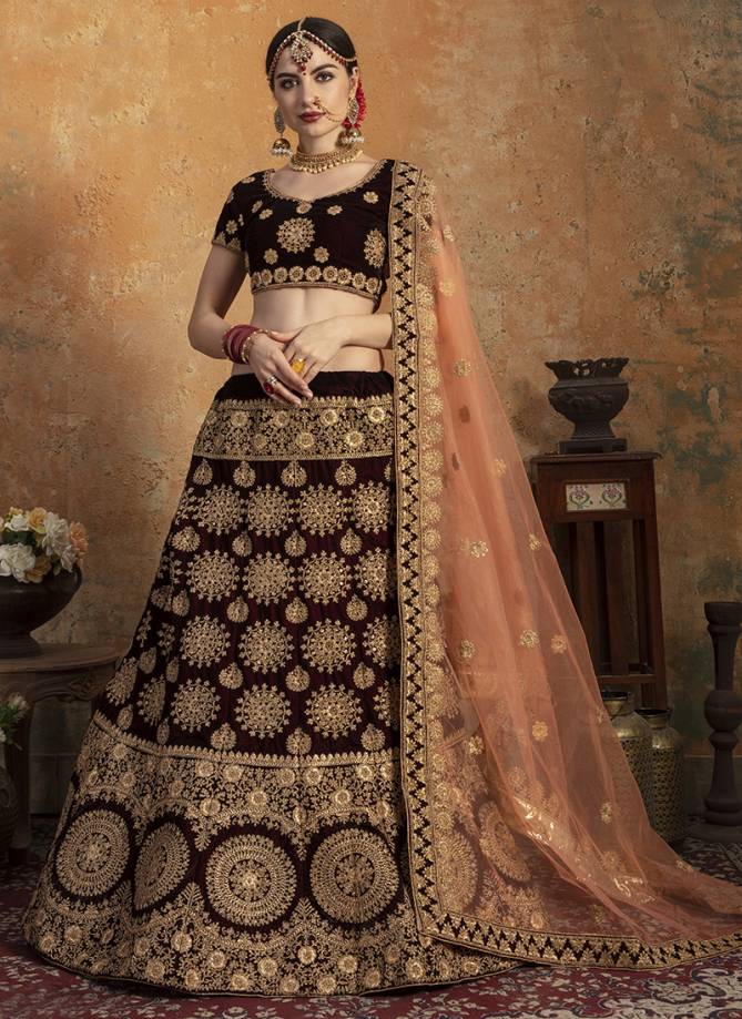 WEDDING HERITAGE VOL-1 BY PC 9001 TO 9004 SERIES DESIGNER BEAUTIFUL WEDDING COLLECTION OCCASIONAL WEAR & PARTY WEAR PURE VELVET LEHENGAS AT WHOLESALE PRICE