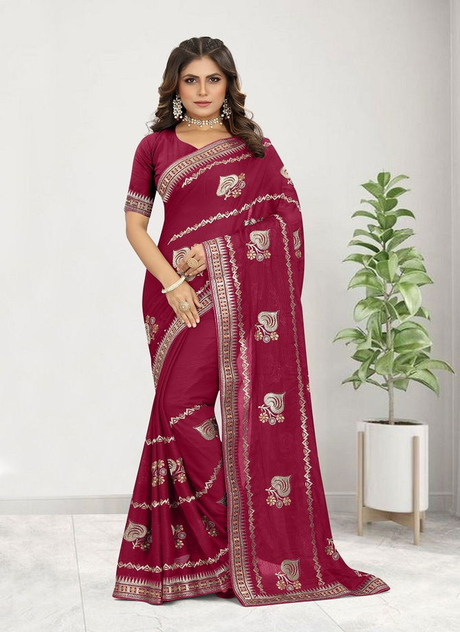 Maroon Zamkudi By Nari Fashion Designer Saree Catalog 7175