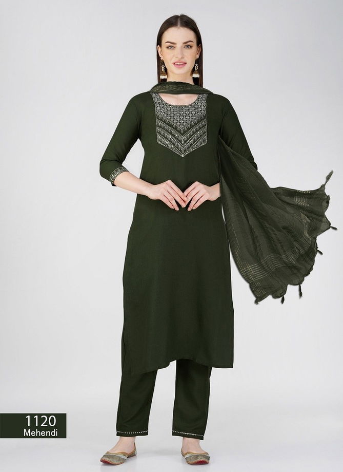 Aaradhna 1120 Cotton Blend Embroidery Kurti With Bottom Dupatta Wholesale Online
