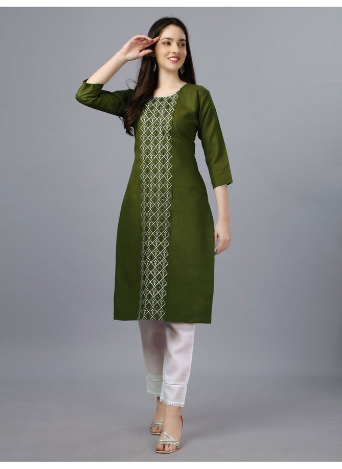 Mehendi Colour Aardhna 1006 Cotton Kurti Catalog 3