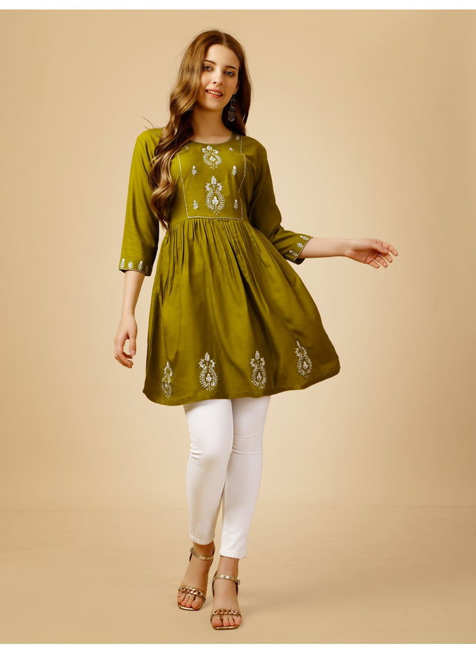 Mehendi Colour Aardhna 1050 Designer Kurti Catalog 4