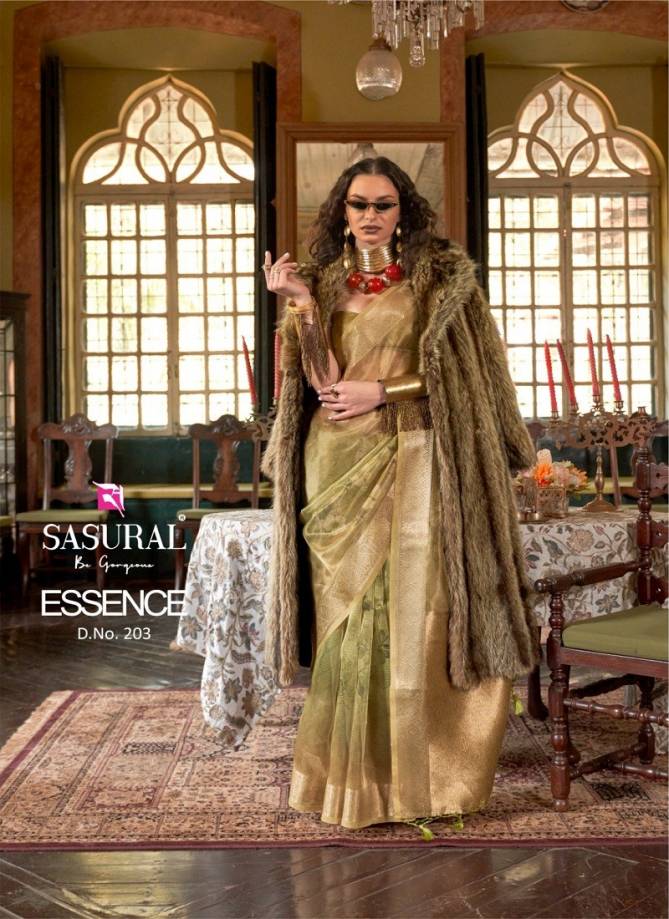 Essance By Sasural Digital Printed Banarasi Weave Organza Wholesale Saree In India