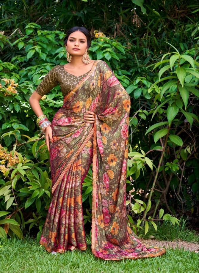 Feena By Stavan 3D Velvet Chiffon Embroidery Saree Exporters In India